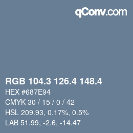 カラーコード: RGB 104.3 126.4 148.4 | qconv.com