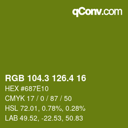 カラーコード: RGB 104.3 126.4 16 | qconv.com