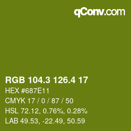 カラーコード: RGB 104.3 126.4 17 | qconv.com