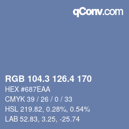 カラーコード: RGB 104.3 126.4 170 | qconv.com
