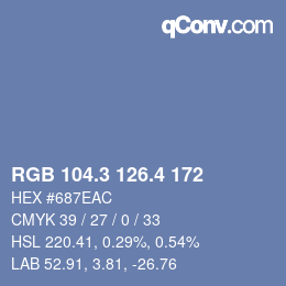 カラーコード: RGB 104.3 126.4 172 | qconv.com