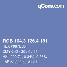 カラーコード: RGB 104.3 126.4 181 | qconv.com