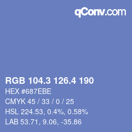 カラーコード: RGB 104.3 126.4 190 | qconv.com