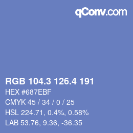 カラーコード: RGB 104.3 126.4 191 | qconv.com