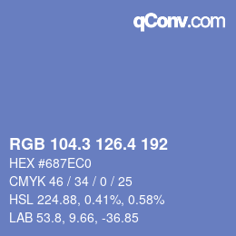 カラーコード: RGB 104.3 126.4 192 | qconv.com