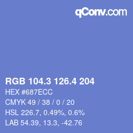 カラーコード: RGB 104.3 126.4 204 | qconv.com