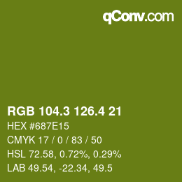 カラーコード: RGB 104.3 126.4 21 | qconv.com