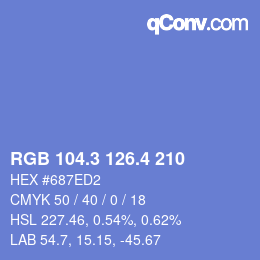 カラーコード: RGB 104.3 126.4 210 | qconv.com