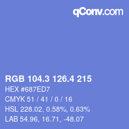 カラーコード: RGB 104.3 126.4 215 | qconv.com