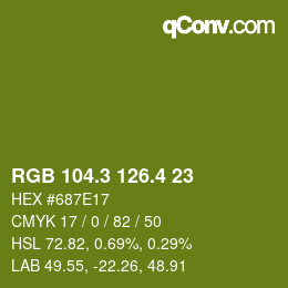 カラーコード: RGB 104.3 126.4 23 | qconv.com
