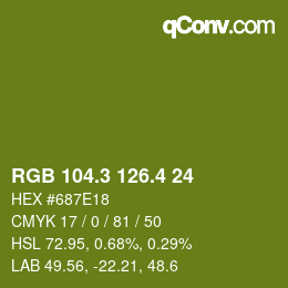 カラーコード: RGB 104.3 126.4 24 | qconv.com