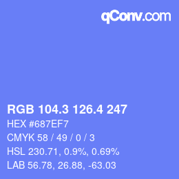 カラーコード: RGB 104.3 126.4 247 | qconv.com