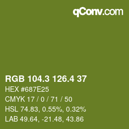 カラーコード: RGB 104.3 126.4 37 | qconv.com