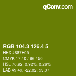 カラーコード: RGB 104.3 126.4 5 | qconv.com