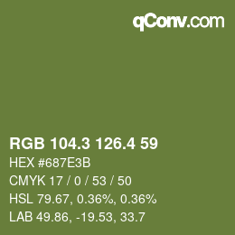 カラーコード: RGB 104.3 126.4 59 | qconv.com