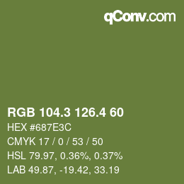 カラーコード: RGB 104.3 126.4 60 | qconv.com