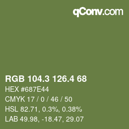 カラーコード: RGB 104.3 126.4 68 | qconv.com