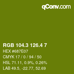 カラーコード: RGB 104.3 126.4 7 | qconv.com