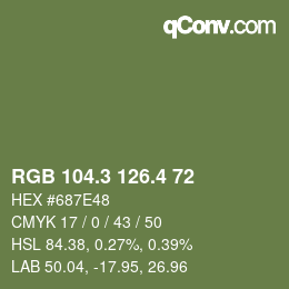 カラーコード: RGB 104.3 126.4 72 | qconv.com
