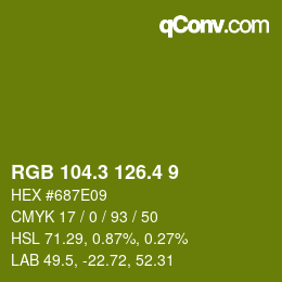カラーコード: RGB 104.3 126.4 9 | qconv.com