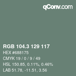 カラーコード: RGB 104.3 129 117 | qconv.com