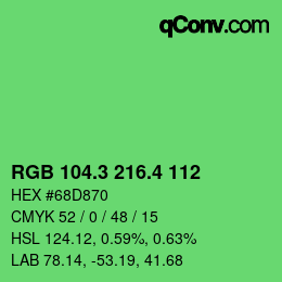 カラーコード: RGB 104.3 216.4 112 | qconv.com