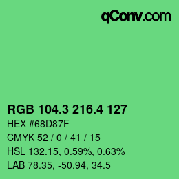 カラーコード: RGB 104.3 216.4 127 | qconv.com