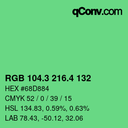 カラーコード: RGB 104.3 216.4 132 | qconv.com