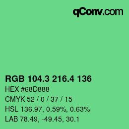 カラーコード: RGB 104.3 216.4 136 | qconv.com