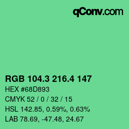 カラーコード: RGB 104.3 216.4 147 | qconv.com