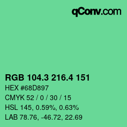 カラーコード: RGB 104.3 216.4 151 | qconv.com