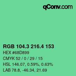 カラーコード: RGB 104.3 216.4 153 | qconv.com