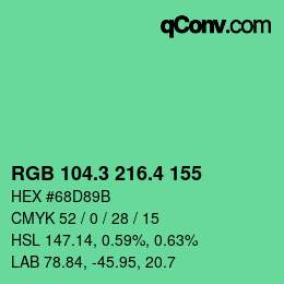 カラーコード: RGB 104.3 216.4 155 | qconv.com