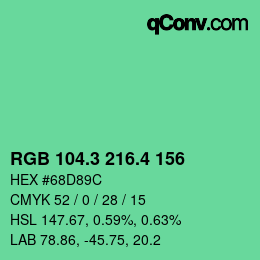 カラーコード: RGB 104.3 216.4 156 | qconv.com