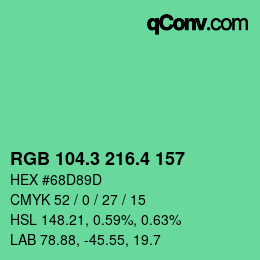カラーコード: RGB 104.3 216.4 157 | qconv.com