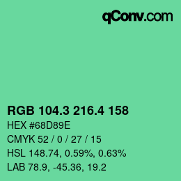 カラーコード: RGB 104.3 216.4 158 | qconv.com