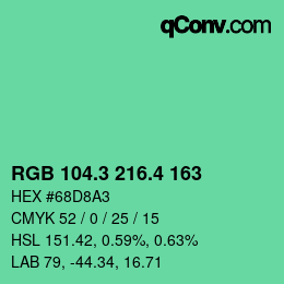 カラーコード: RGB 104.3 216.4 163 | qconv.com