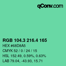 カラーコード: RGB 104.3 216.4 165 | qconv.com