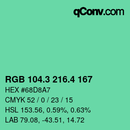 カラーコード: RGB 104.3 216.4 167 | qconv.com