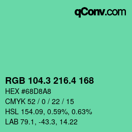 カラーコード: RGB 104.3 216.4 168 | qconv.com