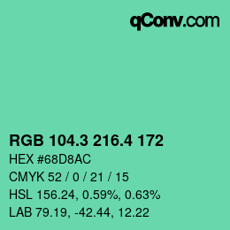 カラーコード: RGB 104.3 216.4 172 | qconv.com