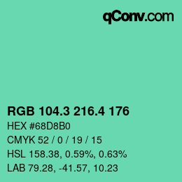 カラーコード: RGB 104.3 216.4 176 | qconv.com