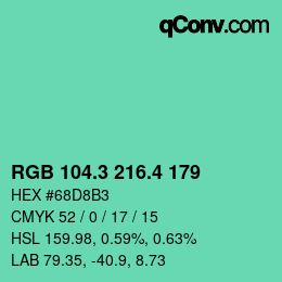 カラーコード: RGB 104.3 216.4 179 | qconv.com