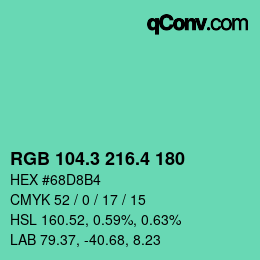 カラーコード: RGB 104.3 216.4 180 | qconv.com