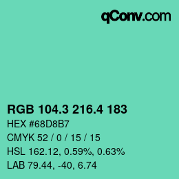 カラーコード: RGB 104.3 216.4 183 | qconv.com