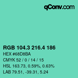 カラーコード: RGB 104.3 216.4 186 | qconv.com