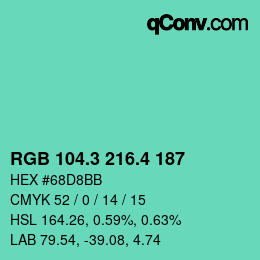 カラーコード: RGB 104.3 216.4 187 | qconv.com