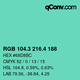 カラーコード: RGB 104.3 216.4 188 | qconv.com