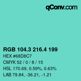 カラーコード: RGB 104.3 216.4 199 | qconv.com