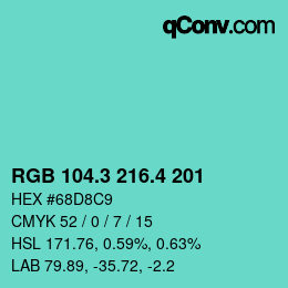 カラーコード: RGB 104.3 216.4 201 | qconv.com